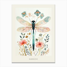 Colourful Insect Illustration Damselfly 13 Poster Canvas Print