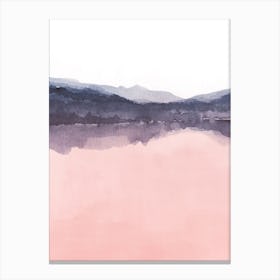 Watercolor Landscape 11 Pink And Indigo Canvas Print
