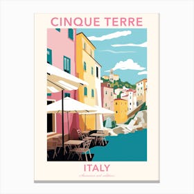 Cinque Terre, Italy, Flat Pastels Tones Illustration 3 Poster Canvas Print