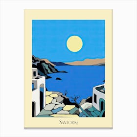 Poster Of Minimal Design Style Of Santorini, Greece 4 Canvas Print