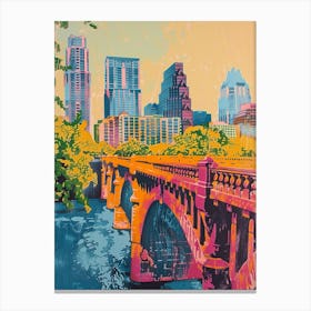 Red River Cultural District Austin Texas Colourful Blockprint 3 Canvas Print