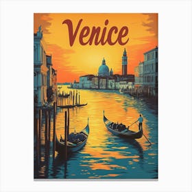 Aihrgdesign A Retro Travel Poster For Venice 3 Canvas Print