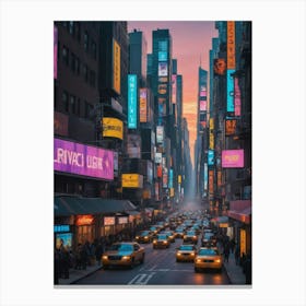 New York City At Dusk 3 Canvas Print