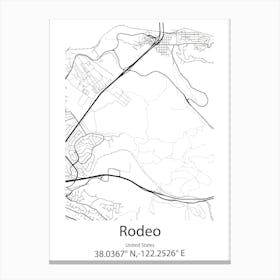 Rodeo,United States Minimalist Map Canvas Print