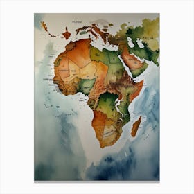 African Continent Map Canvas Print