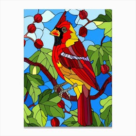 Stained Glass Cardinal 1 Canvas Print