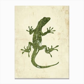 Green Crested Gecko Blockprint 1 Canvas Print