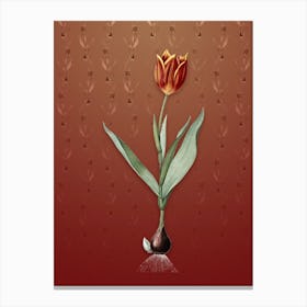 Vintage Tulip Botanical on Falu Red Pattern n.1949 Canvas Print
