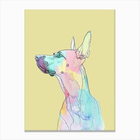 Pastel Doberman Dog Watercolour Illustration Canvas Print