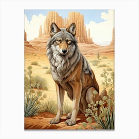 Indian Wolf Desert Scenery 3 Canvas Print