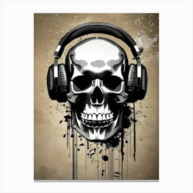 Skull With Headphones 122 Canvas Print