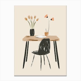 Table With Flowers Canvas Print