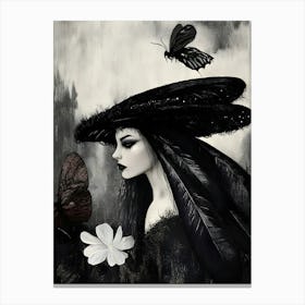 Lady With Butterflies Canvas Print