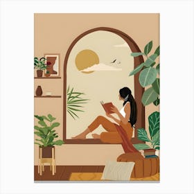 Illustration Of A Woman Reading Canvas Print