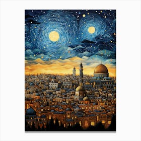 Dome of Tranquility: Jerusalem's Iconic Skyline Canvas Print