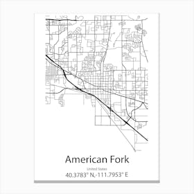 American Fork,United States Minimalist Map Canvas Print