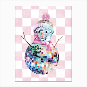 Disco Ball Snowman Canvas Print