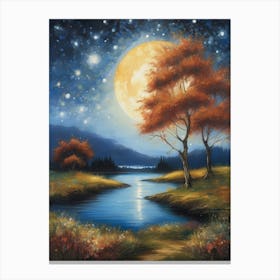 Moonlight Over The Water Canvas Print