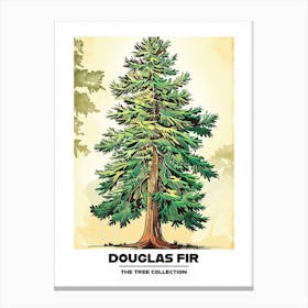 Douglas Fir Tree Storybook Illustration 2 Poster Canvas Print
