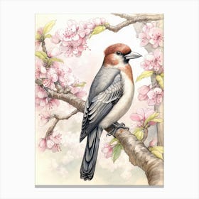 Storybook Animal Watercolour Woodpecker 2 Canvas Print