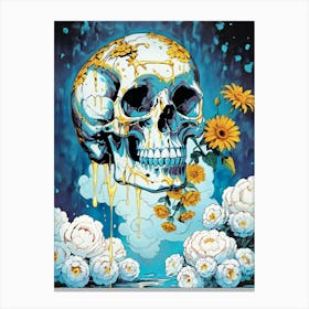 Surrealist Floral Skull Painting (50) Canvas Print