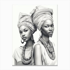 African Sisters Pencil Drawing  Canvas Print