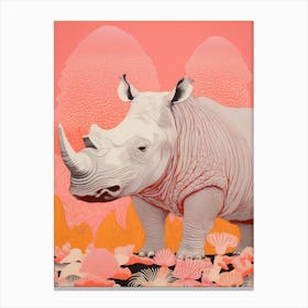 Rhino Abstract Geometric Orange & Pink 1 Canvas Print