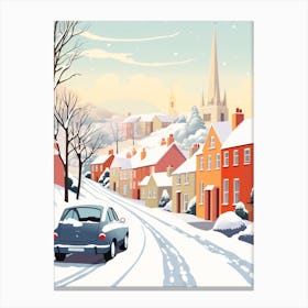 Vintage Winter Travel Illustration Cornwall United Kingdom 4 Canvas Print