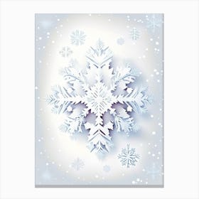 White, Snowflakes, Retro Drawing 2 Canvas Print