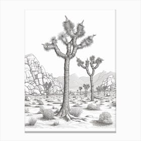  Detailed Drawing Of A Joshua Trees At Dusk In Desert 1 Canvas Print