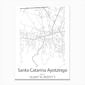 Santa Catarina Ayotzingo,Mexico Minimalist Map Canvas Print