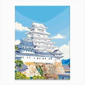Himeji Castle Japan 3 Colourful Illustration Canvas Print