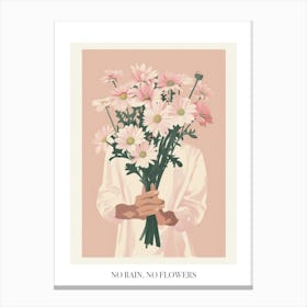 No Rain, No Flowers Poster Spring Girl With Pink Flowers 1 Canvas Print