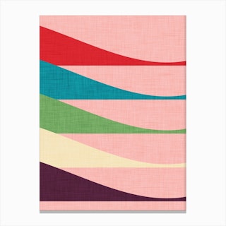 Mid Mod Waves Pink Canvas Print