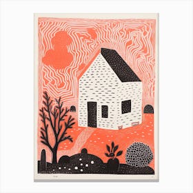 A House In Australia, Abstract Risograph Style 3 Canvas Print