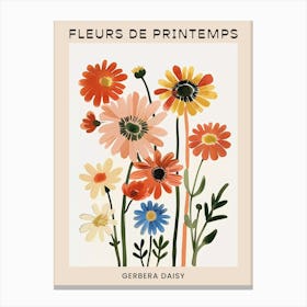 Spring Floral French Poster  Gerbera Daisy 2 Canvas Print