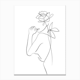 Woman With A Rose Canvas Print
