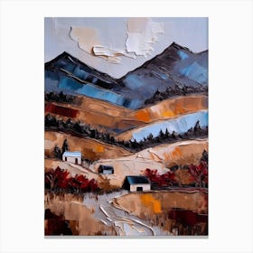 Mountainous Landscape Countryside Palette Knife Mural Oil Painting Canvas Print