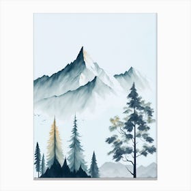 Mountain And Forest In Minimalist Watercolor Vertical Composition 224 Canvas Print