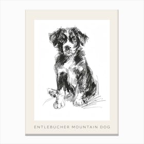 Entlebucher Mountain Dog Line Sketch 4 Poster Canvas Print