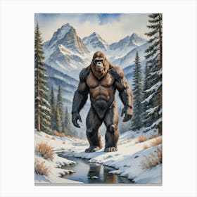 The Frozen Trail of Bigfoot Bigfoot Canvas Print