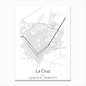 La Cruz,Mexico Minimalist Map Canvas Print