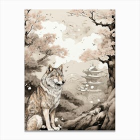 Honshu Wolf Vintage Painting 3 Canvas Print