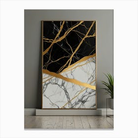 Gold And Black Marble Wall Art Canvas Print