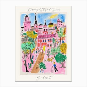 Poster Of Budapest, Dreamy Storybook Illustration 1 Canvas Print