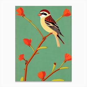 Sparrow 2 Midcentury Illustration Bird Canvas Print