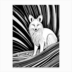 fox Lino cut Black And White art, animal art, 149 Canvas Print