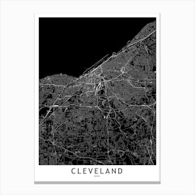Cleveland Black And White Map Canvas Print