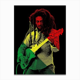 Bob Marley Line Illustration Color v3 Canvas Print