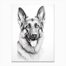 German Shepherd Dog, Line Drawing 4 Canvas Print